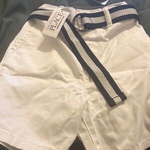 The Children's Place Boy’s White Shorts with Black Belt Size 3T